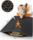 Cat Litter Mat - 23.2" x 14.6" Small Litter Box Mat with Double Layers, Urine-Proof and Non-Slip Litter Trapping Mat, Easy to Clean Kitty Litter Mats for Floor, Scatter Control, Black