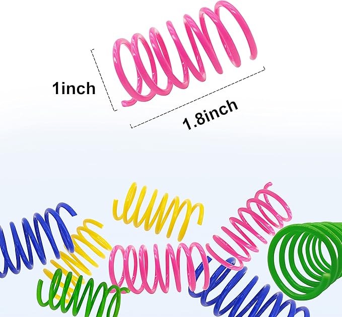 Cat Spring Toys 30 Packs, Plastic Colorful Springs Cat Toys for Cat Kitten Pets, Interactive Cat Toys for Indoor Cats and Kitten