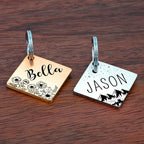 Ultra Joys Stainless Steel Pet ID Tags - Personalized Front and Back Engraving, Customized Dog and Cat Tags, Optional Engraved on Both Sides, Diamond Flower Rose Small