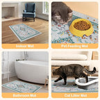 Glittme Cat Litter Mat with Non-Slip Bottom Litter Box Mat 24"X15" Litter Trapping Mat Easy to Clean Washable Cat Food Mat for Kitty,S