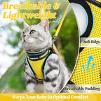 rabbitgoo Cat Harness and Leash Set for Walking Escape Proof, Adjustable Soft Kittens Vest with Reflective Strip for Cats, Comfortable Outdoor Vest, Bright Yellow, S