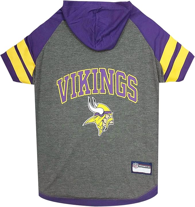 Pets First NFL Minnesota Vikings Hoodie for Dogs & Cats. | NFL Football Licensed Dog Hoody Tee Shirt, Medium| Sports Hoody T-Shirt for Pets | Licensed Sporty Dog Shirt