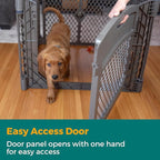 MyPet North States Petyard Plus: 3 Ft. Wide Folding Dog Playpen Indoor or Outdoor. 4-Panel Freestanding Play Pen Dog Gate Made in USA. 26" Tall, Fieldstone