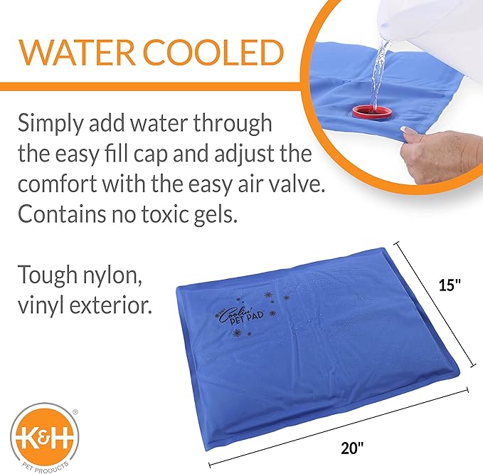 K&H Pet Products Coolin' Pet Pad Dog Mat, Portable Dog Cooling Mat for Travel or in Home, Perfect for Carriers, Crates, Outdoor Houses, Yards, Porches, Pet Beds & More - Medium 20 X 15in Chill Blue