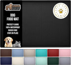 GORILLA GRIP 100% Waterproof Raised Edge BPA Free Silicone Pet Feeding Mat, Dog Cat Food Mats Contain Spills Protects Floors, Placemats for Cats and Dogs Water Bowl, Pets Accessories 23x15 Black