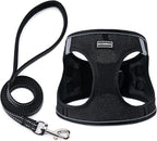 BOOMIBOO Dog Harness with Leash Set, No Pull Adjustable Reflective Step-in Puppy Pet Vest Harnesses for Small Medium Large Dogs and Cats,Black L