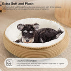Love's cabin Round Donut Cat and Dog Cushion Bed, 25in Pet Bed for Small or Medium Dogs, Anti-Slip & Water-Resistant Bottom, Soft Durable Fabric Pet Beds, Washable Calming Cat Bed Camel Stripe
