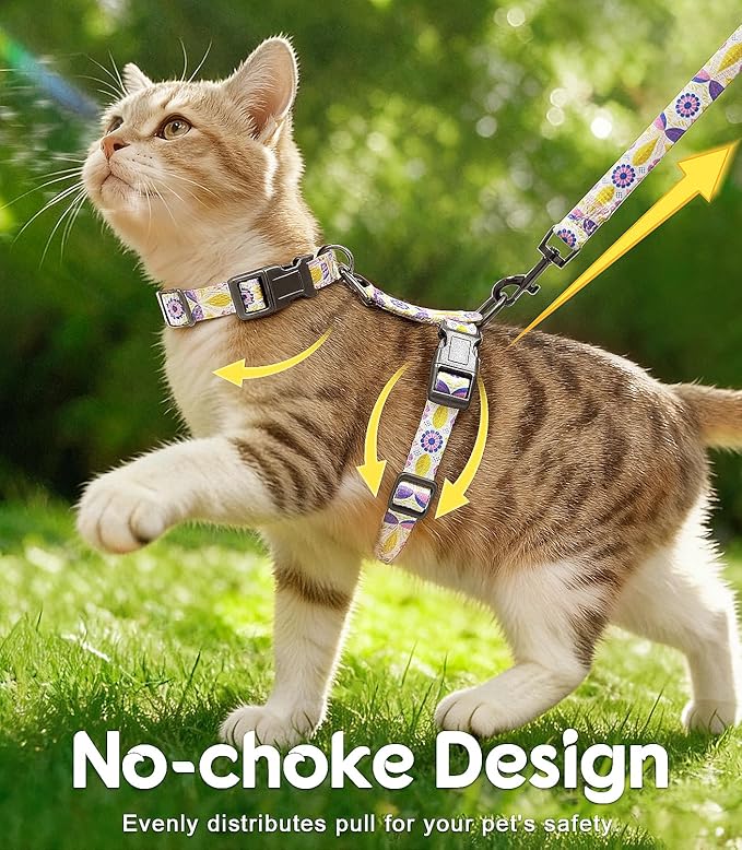 Halypet 2-Pack Cat Harness and Leash Set, Escape Proof 3-in-1 Adjustable Harness for Cats, Soft Lightweight, Easy On & Control for Walking, Travel & Outdoor Use, Small (White & Blue)