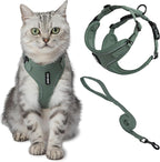 Voyager Escape-Proof Step-in Lock Cat Harness & 5ft Neoprene-Handle Leash Set All-Weather Mesh with Reflective Stitching for Small to Large Cats by Best Pet Supplies, Moss Green (327), XS