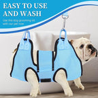 PatiencET Dog Grooming Hammock for Nail Trimming Pet Hammock for Small Dogs with Security Strap Cat Sling for Nail Clipping with Clippers Nail File and Pet Comb (Cerulean S)
