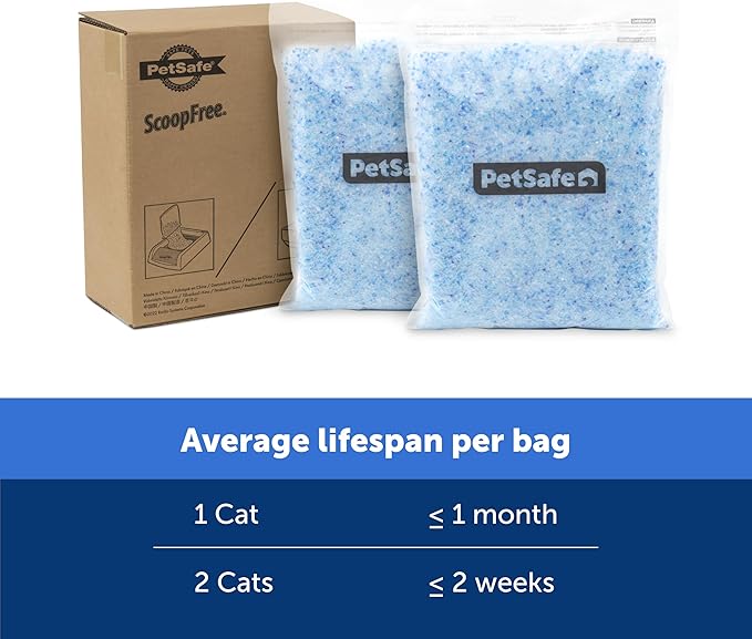 PetSafe ScoopFree Premium Crystal Cat Litter - Outperforms Clay Litter - Refill Packs - Reusable Tray Compatible - Fresh Scent - 4.3 lb Bags - 2 Pack