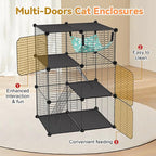 Cat Cage, 3-Tier DIY Catio Cat Enclosures, 24" x 16" x 36" Cat Playpen Indoor & Outdoor with Hammock, Detachable Metal Wire Kennel Cats Crate, 2x1x3 Exercise Place for 1-2 Kitten