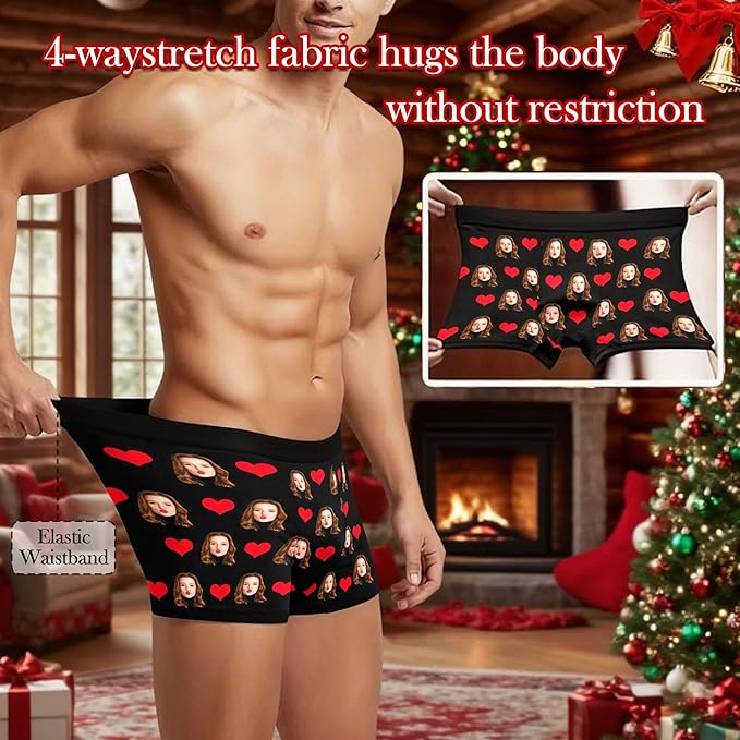 M YESCUSTOM Custom Faces Funny Short Briefs Gift for Husband Underwear