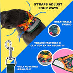 Travel Cat Harness and Leash Set - Adjustable Fit Mesh Cat Harness and Reflective Strap - Comfort Walking Vest for Kitten for Outdoor Walking, Hiking (Large, Hawaiian)