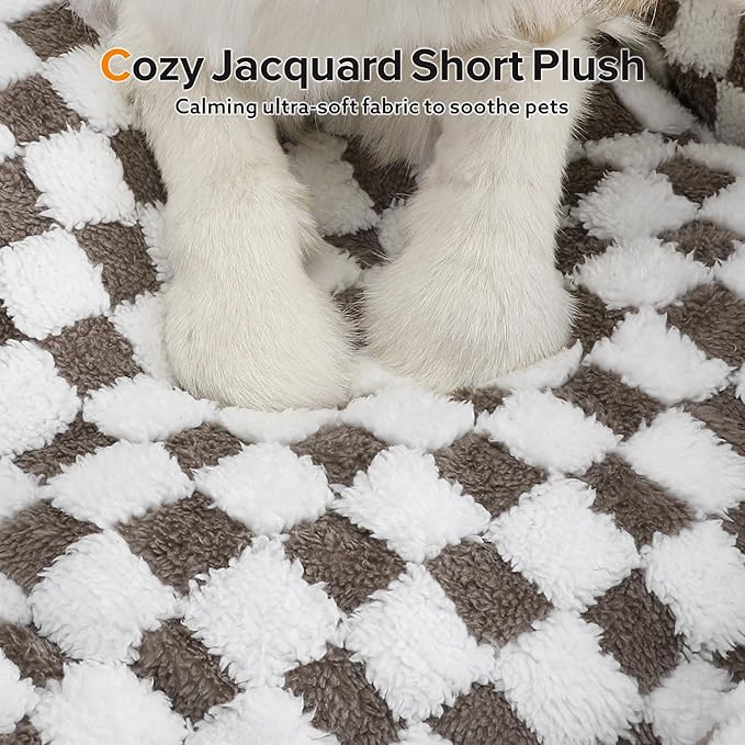 JOEJOY Dog Bed for Medium Small Dogs - Rectangle Orthopedic Dog Sofa Bed, Cute Modern Puppy Bed with Jacquard Shaggy Plush & Anti Slip Bottom, 25x21x8inches, Cofffee