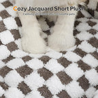JOEJOY Dog Bed for Medium Small Dogs - Rectangle Orthopedic Dog Sofa Bed, Cute Modern Puppy Bed with Jacquard Shaggy Plush & Anti Slip Bottom, 25x21x8inches, Cofffee