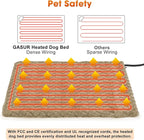 GASUR Heated Cat Bed, Waterproof Cat Heating Pad Indoor w/Timer, Temp Adjustable Pet Heating Pads for Cats Dogs, Auto Power-Off, Cats Warming Bed w/Remove Washable Cover, Anti-Chew,35''x24'', Large