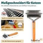 FelineFun Cat Brush for Dematting & Deshedding, 2 in 1 Undercoat Rake, Efficiently Remove Loose Hair & Matted Fur, Professional Shedding Comb for Indoor Cats & Long Haired Cats