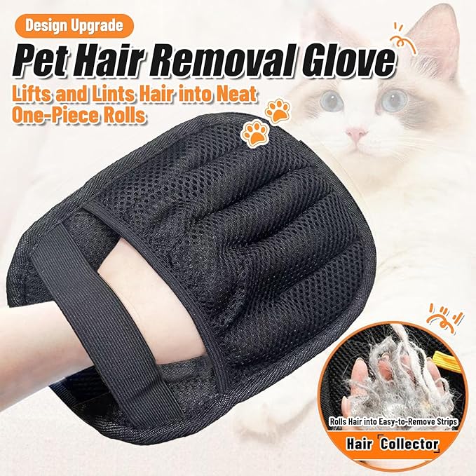 Pet Hair Removal Glove for Cats & Dogs, Upgraded Five-Finger Electrostatic Pet Hair Gloves, Reusable Magic Brush Pet Hair Remover Tool for Carpet, Clothing, Laundry, Couch & Car Seat