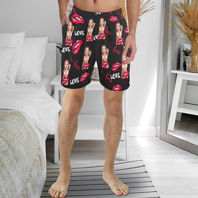 Custom Pajama Pants for Men, Personalized PJ Pants with Photos, Custom Mens Pajama Shorts, Gifts for Dad Husband