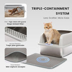 Stainless Steel XL Cat Litter Box for Big Cats- Metal Extra Large Litter Box with Lid, Include Metal Litter Scoop,Mat. High Sided with Guard Prevent Splashing. No Smell, Always New After Clean.