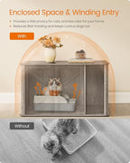 Feandrea Litter Box Enclosure, Modern Cat Litter Box Furniture Hidden, Front Entry, Double Doors, Handles, Cat House, Side End Table, 33.5 x 19 x 19.5 Inches, Heather Greige UPCL012G01