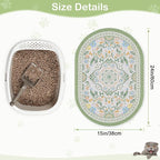 Bienbee Cat Litter Mat, 24" x 15" Litter Box Mat Rug with Non-Slip Bottom,Urine and Water Proof, Easy to Clean Cat Supplies Essentials for Indoor Kitty Kitten Floor, Bean-Green M