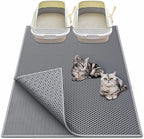 Cat Litter Box Mat: 36"x 30" Waterproof Kitty Cat Litter Trapping Mat, Easy-clean Double-layer Scatter Control Pad Rug (Grey)