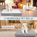 EMPSIGN Reversible Cool and Warm Dog Bed for Crate Pad, Pet Beds with Washable and Removable Cover, Dogs Crate Bed Sleeping Mats, Bed for Dog Crate for Large Medium Small Dogs, Grey