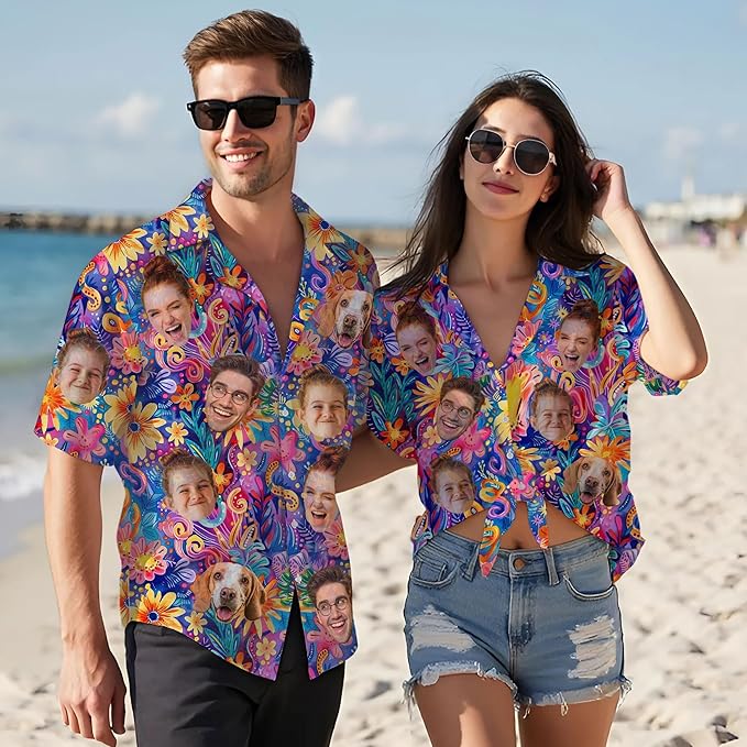 Custom Hawaiian Shirt with Face for Men Women Youth Kid, Personalized Hawaiian Shirts with Face Logo Photo Picture