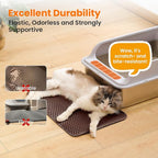 Small Cat Litter Mat, 20x14’’ Double Layer Honeycomb Cat Litter Box Mat, Non Slip Waterproof Urine Proof Litter Trapping Mat for Floor, Kitty Litter Pad, Indoor Pet Supplies, Brown