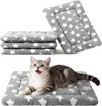 Dog Crate Mat, 4 Piece Reversible Pet Bed, Polyester, Machine Washable, Small Dogs & Cats, Rectangular (Gray Star, 18" L x 14" W x 1.5Th)