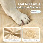 Cooling Dog Bed for Large Medium Size Dogs, Q-Max >0.4 Summer Cool Orthopedic Foam Pet Sofa Bed with Sides, Bolster Anti-Slip Couch with Washable Removable Cover, L 36x27x6.5 inch, Beige