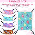 8 Pcs Reversible Cat Hammock Plush Ferret Hammock Hanging Bed with Straps and Metal Hooks Cage Accessories for Indoor Kitten Puppy Rabbits Feral Animals Rehab and Shelters(Starfish Style)