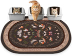 Bienbee Cat Litter Mat, 40" x 30" Jumbo Size Litter Box Mat Rug with Non-Slip Bottom, Urine and Water Proof, Easy to Clean Cat Supplies Essentials for Indoor Kitty Kitten Floor,Brown Mushrooms XL