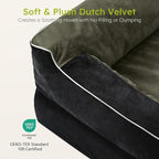 Dog Beds for Large Dogs, Orthopedic Dog Bed with Cooling Gel Memory Foam, Waterproof Large Pet Bed with Removable Washable Cover, 36" Pet Sofa Couch Dutch Velvet with Bone Toy, Black