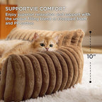Bedsure ComfyFleece™ Cute Cat Couch for Pets - As Seen on TV on Good Day New York, Fuzzy Cats beds for Indoor Cats with Removable Washable Cover, Supportive Pet Sofa, 24inch, Camel Brown