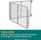 MyPet North States Petyard Plus: 5.5 Ft. Wide Folding Dog Playpen Indoor or Outdoor. 6-Panel Freestanding Play Pen Dog Gate Made in USA. 26" Tall, Light Gray