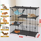 Cat Cage, 3-Tier DIY Catio Cat Enclosures, 36" x 16" x 36" Cat Playpen Indoor & Outdoor with Hammock, Detachable Metal Wire Kennel Cats Crate, 3x1x3 Exercise Place for 1-2 Kitten/Squirrel