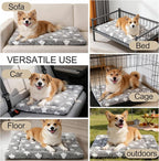 Dog Crate Mat, 4 Piece Reversible Pet Bed, Polyester, Machine Washable, Small Dogs & Cats, Rectangular (Gray Star, 24" L x 18" W x 1.5" Th)
