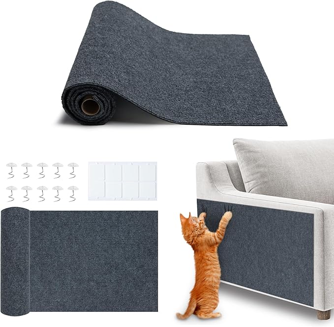 Best Pet Supplies Catify Cat Scratcher, Fun Interactive Scratchers, Posts, Poles, Claw Safe, Furniture Saver Indoor Play Support Natural Cat Behaviors Heavy Duty - Gray (39.4 x 15.8)