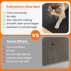 Extra Large Cat Litter Mat, 30x22 Inches Honeycomb Double Layer Cat Litter Trapping Mat, Non Slip Waterproof Urine Proof Large Kitty Litter Box Mat for Floor, Kitten Supplies, XL, Black