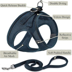 Dog Harness with Leash Set, No Pull Adjustable Reflective Step-in Puppy Pet Vest Harnesses for Small Medium Large Dogs and Cats,Navy Blue XXS