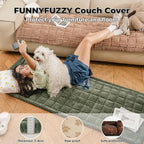 FUNNY FUZZY Pet Couch Covers for Sofa, Washable Dog Couch Cover Protector for Dogs, Flannel Couch Covers for Dogs Pet Friendly Pets Mat Bed Sofa Cover (Brown, 27.6"×70.9")
