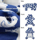Fitwarm Polar Bear Dog Pajamas, Dog Clothes for Small Dogs Girl Boy, Pet Onesie with Feet, Cat Outfit, Lightweight Velvet, Royal Blue, White, Large