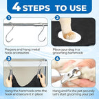 Pet Grooming Hammock for Cats & Dogs, Breathable Mesh Dog Hanging Harness for Nail Trimming, Grooming, Bathing Includes S Hooks, Dog Hammock/Grooming Sling, Pet Grooming Sling Helper(Black,M)