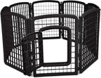 Amazon Basics 8-Panel Octagonal Plastic Dog Playpen, Portable Indoor/Outdoor Pet Fence with Gate, Exercise Pen for Puppies and Small Animals, 34 inches, Black