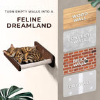 Cat Wall Hammock - Space-Saving Cat Wall Bed for Small and Medium Indoor Breeds - Perfect for Lounging, Playing, and Resting (Walnut Wood and Faux Fur Beige Fabric)