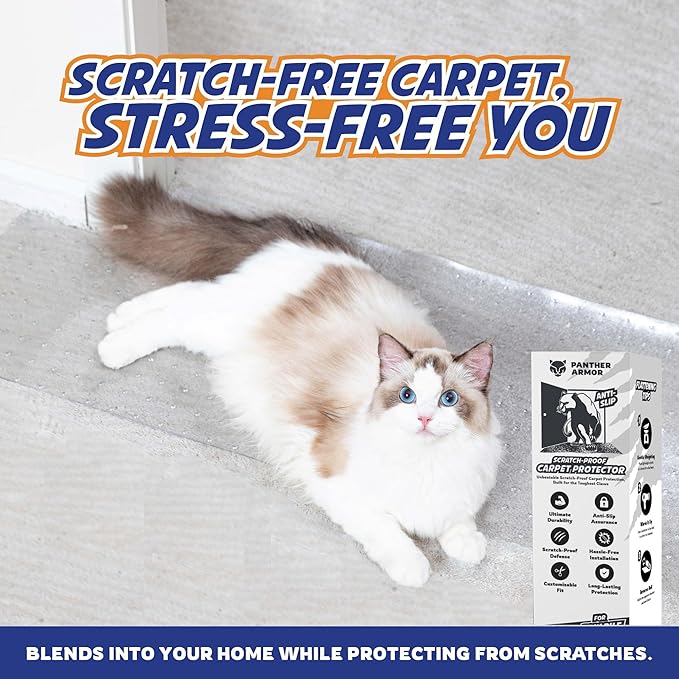 Panther Armor Scratch-Proof Carpet Protector for Pets, Plastic Rug Runner and Cover, 12.2 x 43 inches, Cat Scratch Protector for Doorway, Stop Cat from Scratching, Door Mat