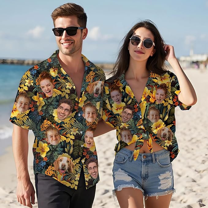 Custom Hawaiian Shirt with Face for Men Women Youth Kid, Personalized Hawaiian Shirts with Face Logo Photo Picture